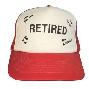 Vtg Funny RETIRED Hat Cap NO Phone Clock Pay Address Dad Mesh Summer J Hats EUC